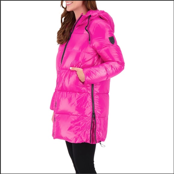 VINCE CAMUTO - HOT PINK DOWN PARKA PUFFER JACKET NWT - Picture 2 of 2